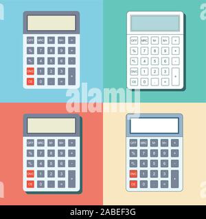 Shcool calculator icon in flat style isolated on a colored background. Stock Vector