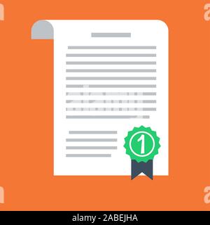 Contract vector icon in a flat style isolated on a colored background. Stock Vector