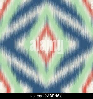 Diamond ikat fuzzy blurry seamless pattern swatch Stock Vector