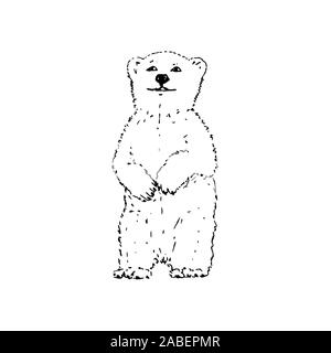 Polar bear. Black outline on white background. Picture can be used in greeting cards, posters, flyers, banners, logo, further design etc. Vector illustration. EPS10 Stock Vector