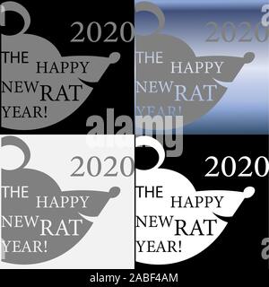 new year logo with a rat using negative space creative Stock Vector