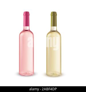 Realistic illustration of 2 bottles of wine without a label. Stock Vector
