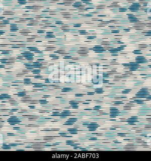 Techno glitch striped grunge seamless pattern blue Stock Vector