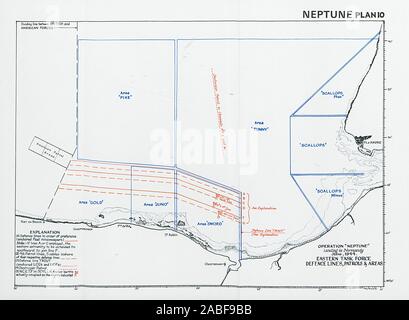 Operation Neptune Normandy Landings D-Day June 1944. Eastern Task Force 1994 map Stock Photo