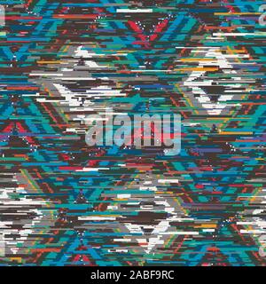 Techno glitch error bug seamless pattern swatch Stock Vector