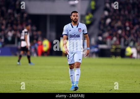 Torino, Italy. 26th November 2019. Champions League 2019-20. Juventus Fc vs Club Atletico de Madrid. Renan Lodi  of Club Atletico de Madrid. Stock Photo