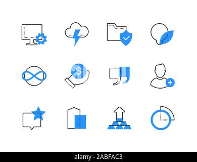 Finances and technology color line icons set Stock Vector