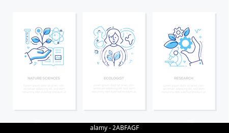 Ecology concept - line design style banners set Stock Vector