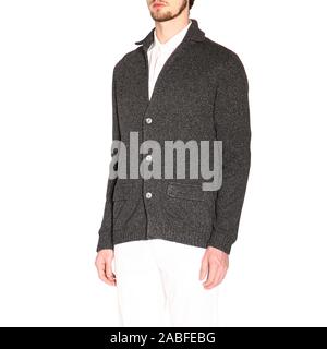 sleeved sweater blank template isolated on white background with clipping path front view Stock Photo