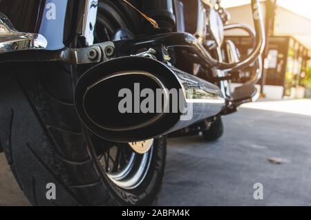 close up motorcycle exhaust pipe. Stock Photo