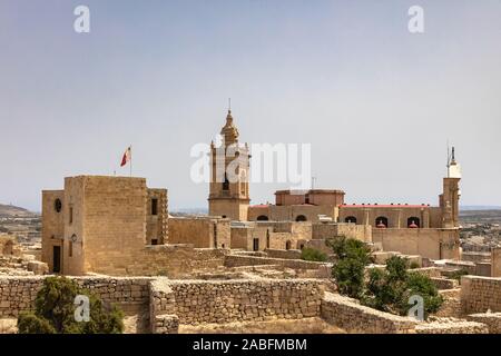 View of the Cathedral of the Assumption in the Cittadella of Victoria on the Gozo island, Malta Stock Photo