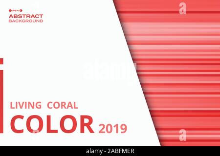 Abstract pink red of living coral theme color lines pattern decoration background with white space. Decorate for poster, artwork, template design, ad. Stock Vector