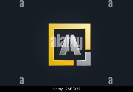gold silver metal letter W alphabet logo design icon for business ...