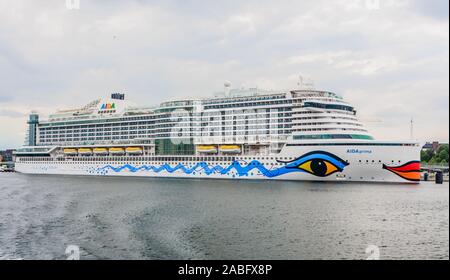 Cruise ship Aida prima at Kiel harbor, Schleswig-Holstein, Germany Stock Photo