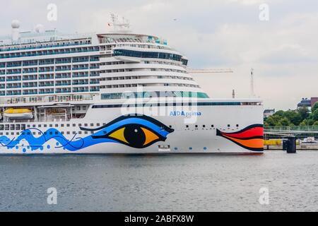 Cruise ship Aida prima at Kiel harbor, Schleswig-Holstein, Germany Stock Photo