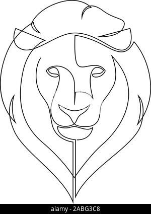 One line design silhouette of lion. Hand drawn minimalism style. Abstract lion vector illustration Stock Vector