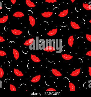 Color Seamless pattern with red lips. Editable background. Pattern for fabric, wrapping paper, texture, Wallpaper and printing. Stock Vector