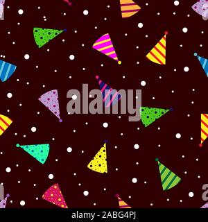 Color seamless pattern with festive masquerade caps. Editable background. Pattern for fabric, wrapping paper, texture, Wallpaper and printing. Stock Vector