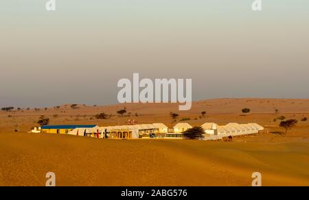 Sam Sand Dunes, Jaisalmer, Rajasthan, India; 24-Feb-2019; Desert camp in Sam Sand Dunes, Jaisalmer Stock Photo