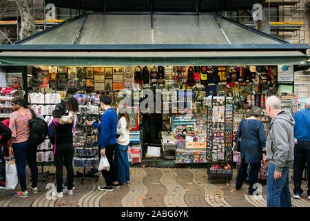 Press kiosk at La Rambla, Barcelona. Stock Photo