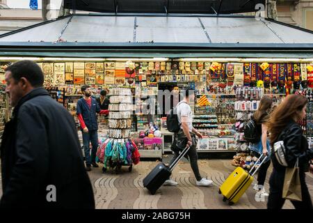 Press kiosk at La Rambla, Barcelona. Stock Photo