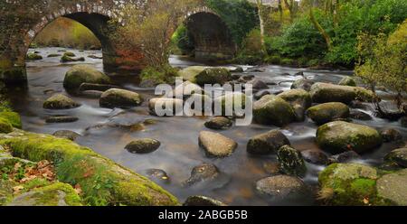 River East Dart near Dartmeet in Dartmoor, Devon in autumn Stock Photo