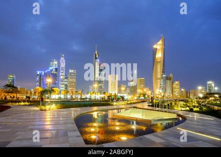 Skyline of CBD of Kuwait City from Al Shaheed Park in Kuwait Stock Photo