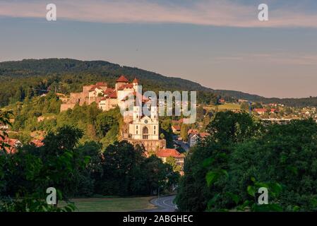 Cityscape of Aarburg and the medieval Aarburg Castle in Switzerland Stock Photo