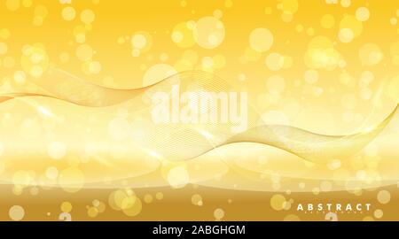Abstract background with shiny waves and bokeh light. Vector illustration of a bright design Stock Vector