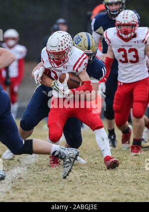 Football action with Weiser vs Timberlake in Spirit Lake, Idaho. Stock Photo