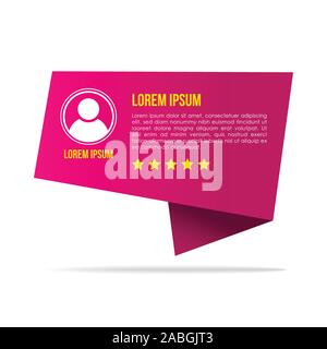 Creative testimonials template with different shapes. Testimonial Speech bubble concept, customer feedback infographic for application and website. Stock Vector