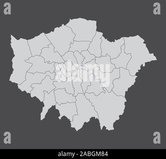 Greater London administrative area England UK black map with white ...