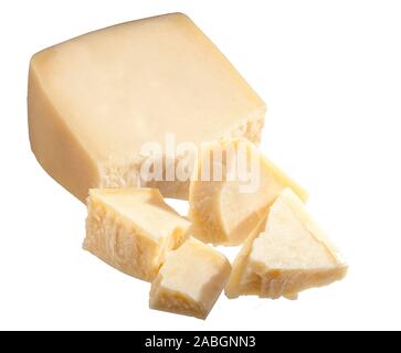 Parmesan wedge with chunks Stock Photo