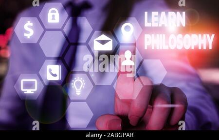 Conceptual hand writing showing Learn Philosophy. Concept meaning learn to develop sound methods of research and analysis Stock Photo
