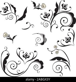 Decorative vintage floral ornament in black and white. Stock Vector