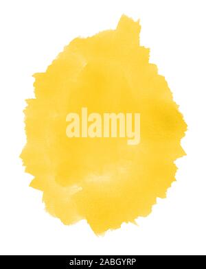 One big Yellow watercolor spot. Beautiful abstract background. Hand drawn illustration. Stain drawing. Stock Photo