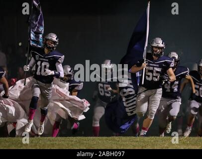 Football action with Couer d'Aene vs Lake City High School in Couer d'Alene, Idaho. Stock Photo