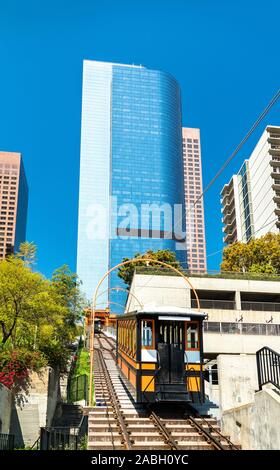 Angels Flight, a funicular railway in Downtown Los Angeles, California Stock Photo