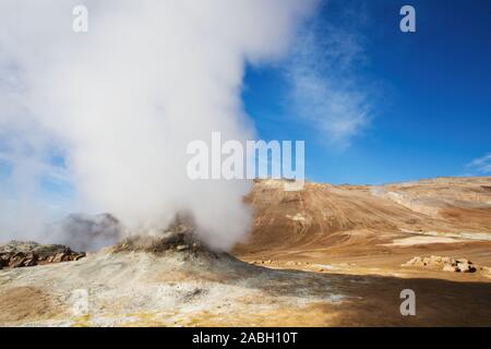 Fumarole Field in Namafjall Geothermal Area, Hverir, Iceland Stock Photo
