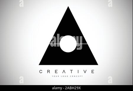 A Black Filled Letter Logo Vector Design. Creative A Letter Icon with White Circle and Line Vector Illustration. Stock Vector