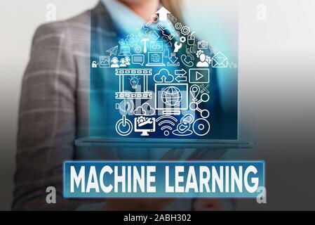 Text sign showing Machine Learning. Business photo text scientific study of algorithms and statistical models Stock Photo