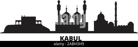 Afghanistan, Kabul city skyline isolated vector illustration. Afghanistan, Kabul travel cityscape with landmarks Stock Vector