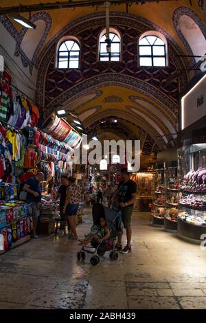 Istanbul: an alley inside the Grand Bazaar, one of the largest and oldest covered markets in the world with 61 covered streets and over 4,000 shops Stock Photo