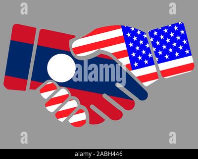 Laos and USA flags Handshake vector illustration Eps 10 Stock Vector