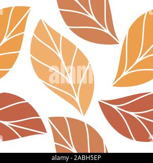 Autumn Colored Leaves Seamless Repeating Pattern Isolated Vector Illustration Stock Vector