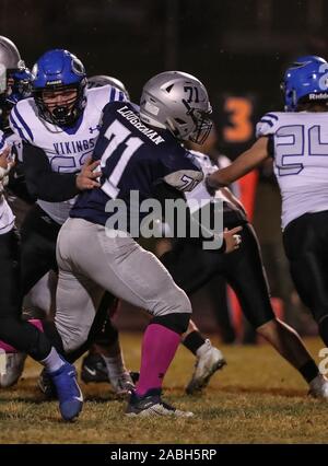 Football action with Couer d'Aene vs Lake City High School in Couer d'Alene, Idaho. Stock Photo