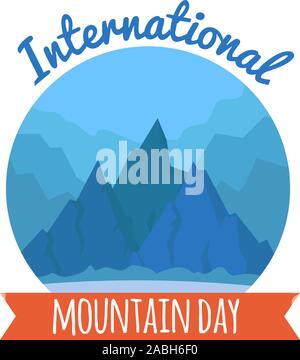 International mountain day card December 11th holiday. Peaks geometric nature landscape flat vector illustration banner, background, concept. Stock Vector
