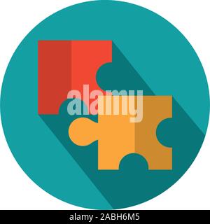 puzzles connection business strategy icon block shadow vector illustration Stock Vector