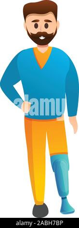 Man prosthesis leg icon. Cartoon of man prosthesis leg vector icon for web design isolated on white background Stock Vector