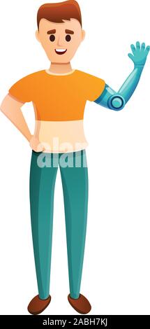 Man With Prosthetic Leg And Arm Icon Cartoon Style Stock Vector Art ...